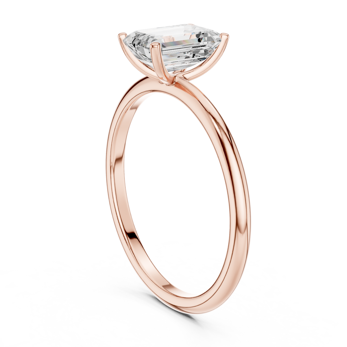 Emerald Cut Solitaire with Cathedral Setting Engagement Ring – view 6 of 12, lab grown diamond ring | Jewelix Atelier
