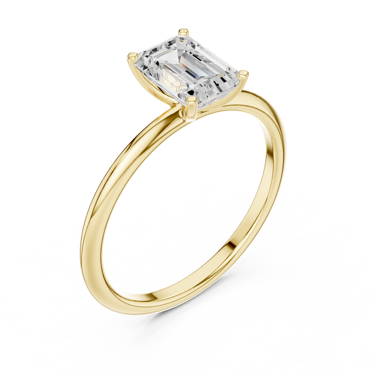 Emerald Cut Solitaire with Cathedral Setting Engagement Ring – view 11 of 12, lab grown diamond ring | Jewelix Atelier