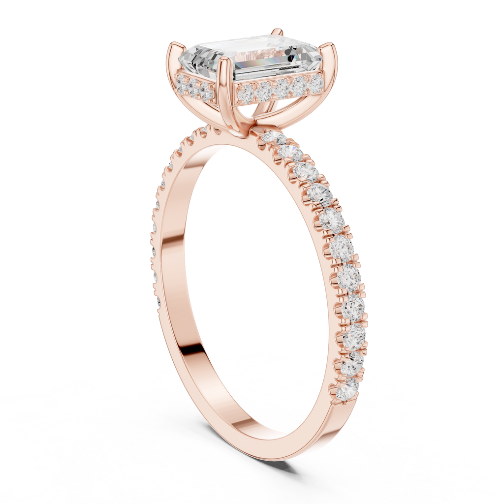 Hidden Halo Emerald Cut Diamond Engagement Ring