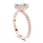 Hidden Halo Emerald Cut Diamond Engagement Ring