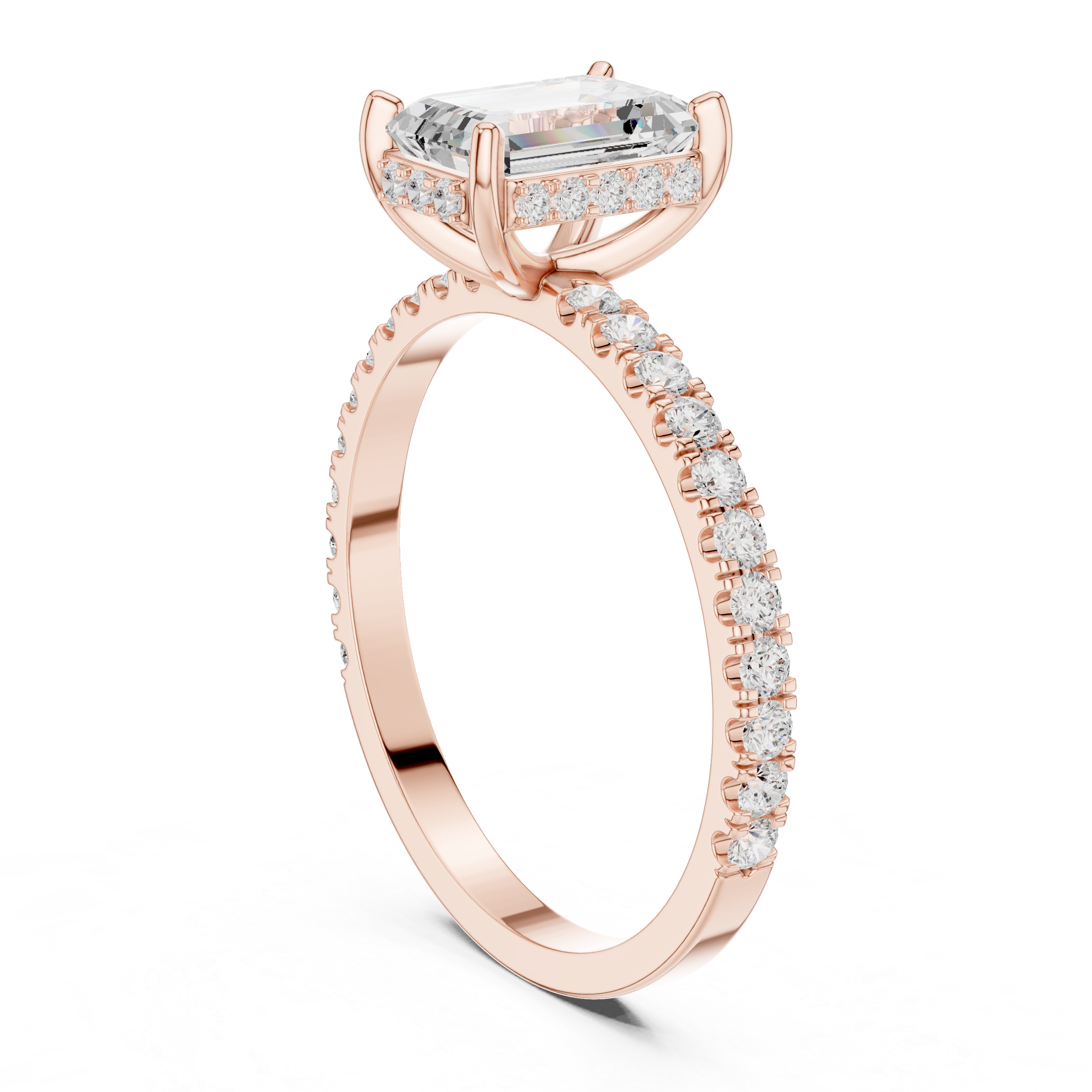 Hidden Halo Emerald Cut Diamond Engagement Ring