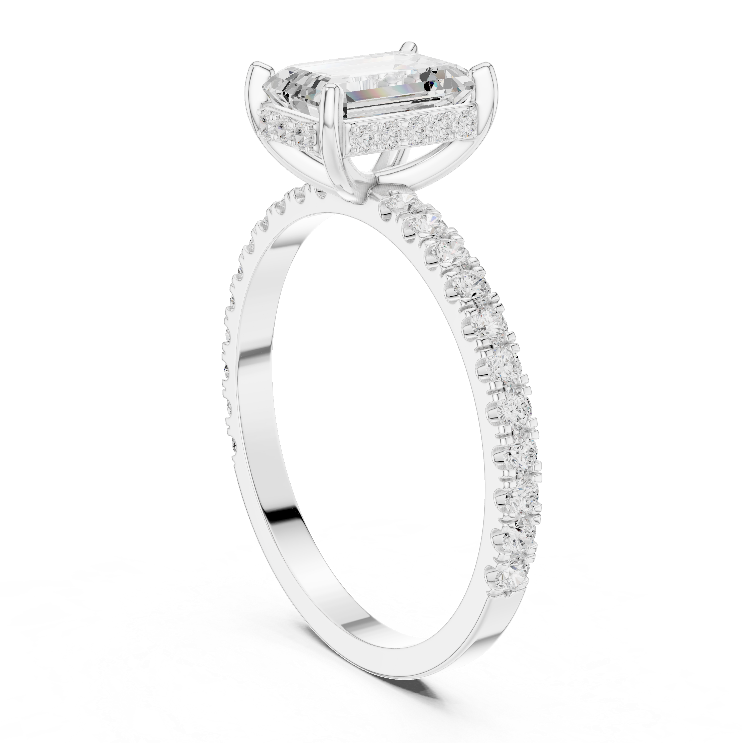 Hidden Halo Emerald Cut Diamond Engagement Ring