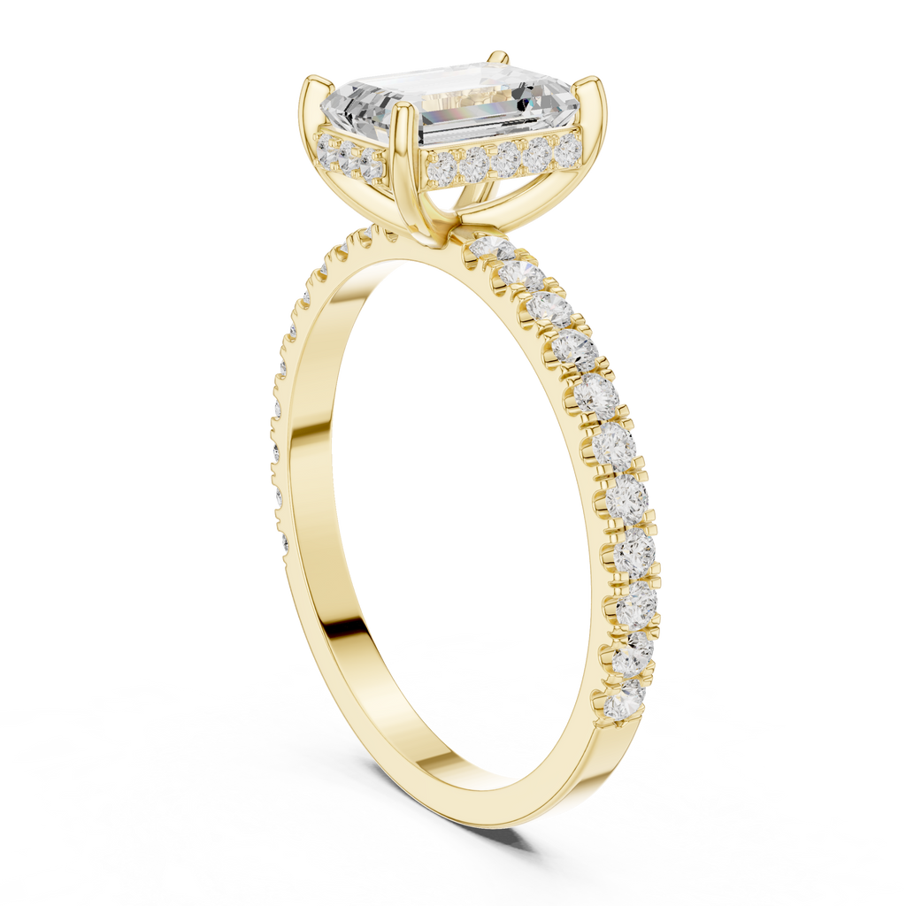 Hidden Halo Emerald Cut Diamond Engagement Ring