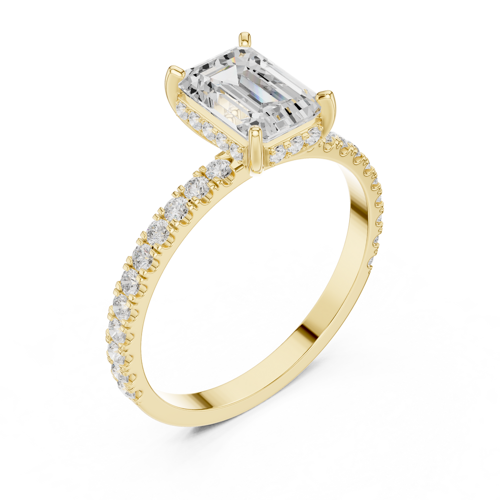 Hidden Halo Emerald Cut Diamond Engagement Ring