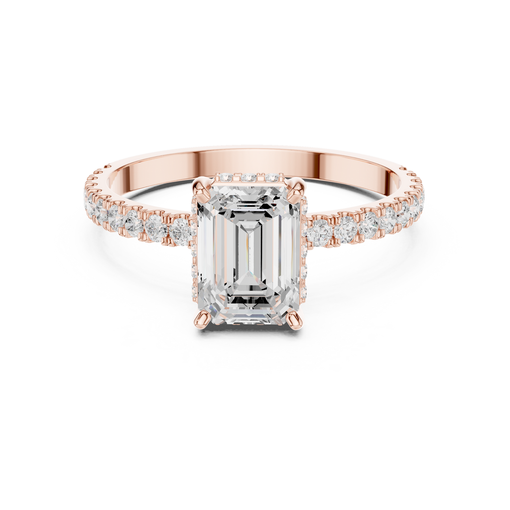 Hidden Halo Emerald Cut Diamond Engagement Ring