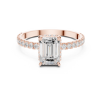 Hidden Halo Emerald Cut Diamond Engagement Ring