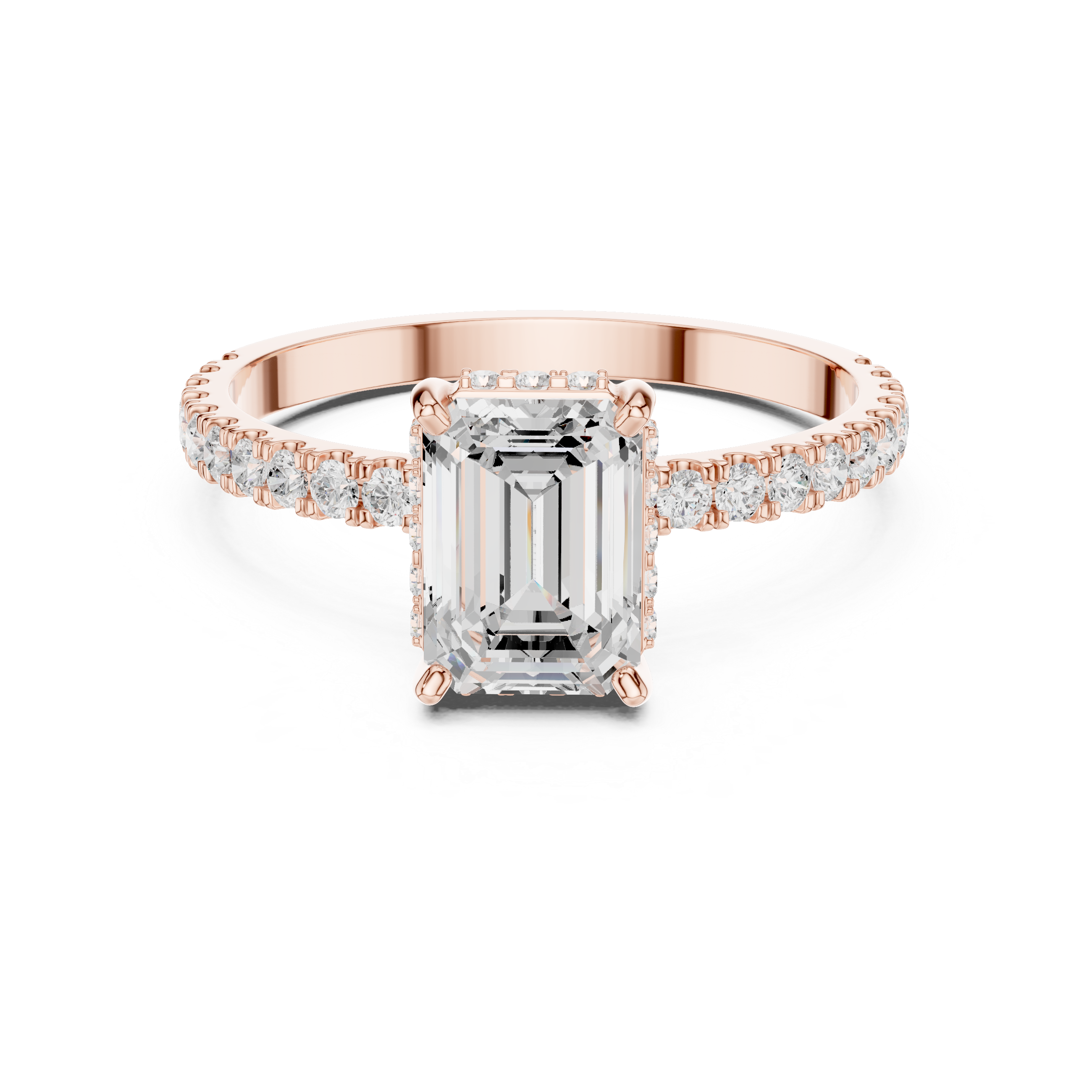 Hidden Halo Emerald Cut Diamond Engagement Ring