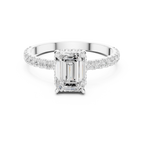 Hidden Halo Emerald Cut Diamond Engagement Ring