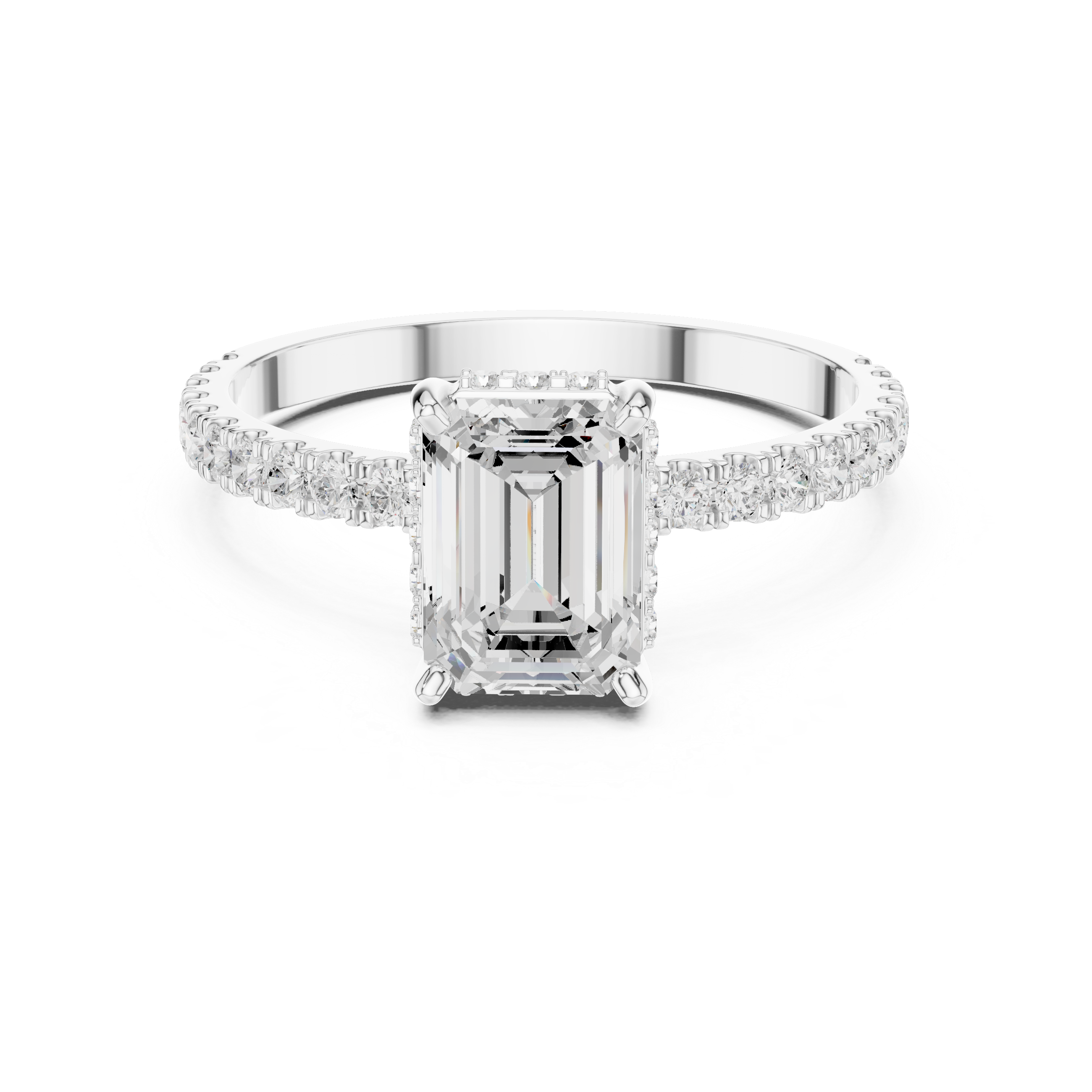 Hidden Halo Emerald Cut Diamond Engagement Ring