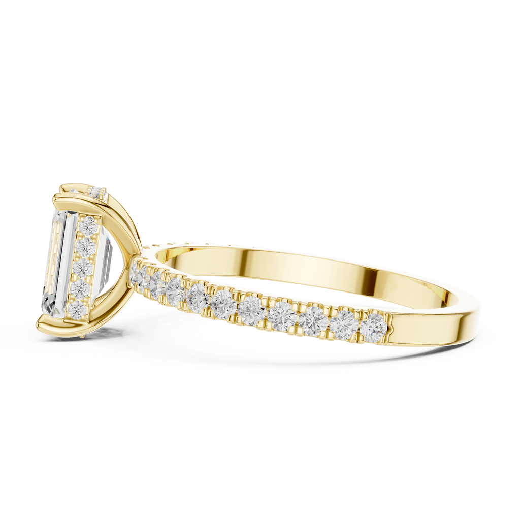 Hidden Halo Emerald Cut Diamond Engagement Ring