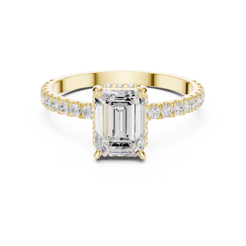 Hidden Halo Emerald Cut Diamond Engagement Ring