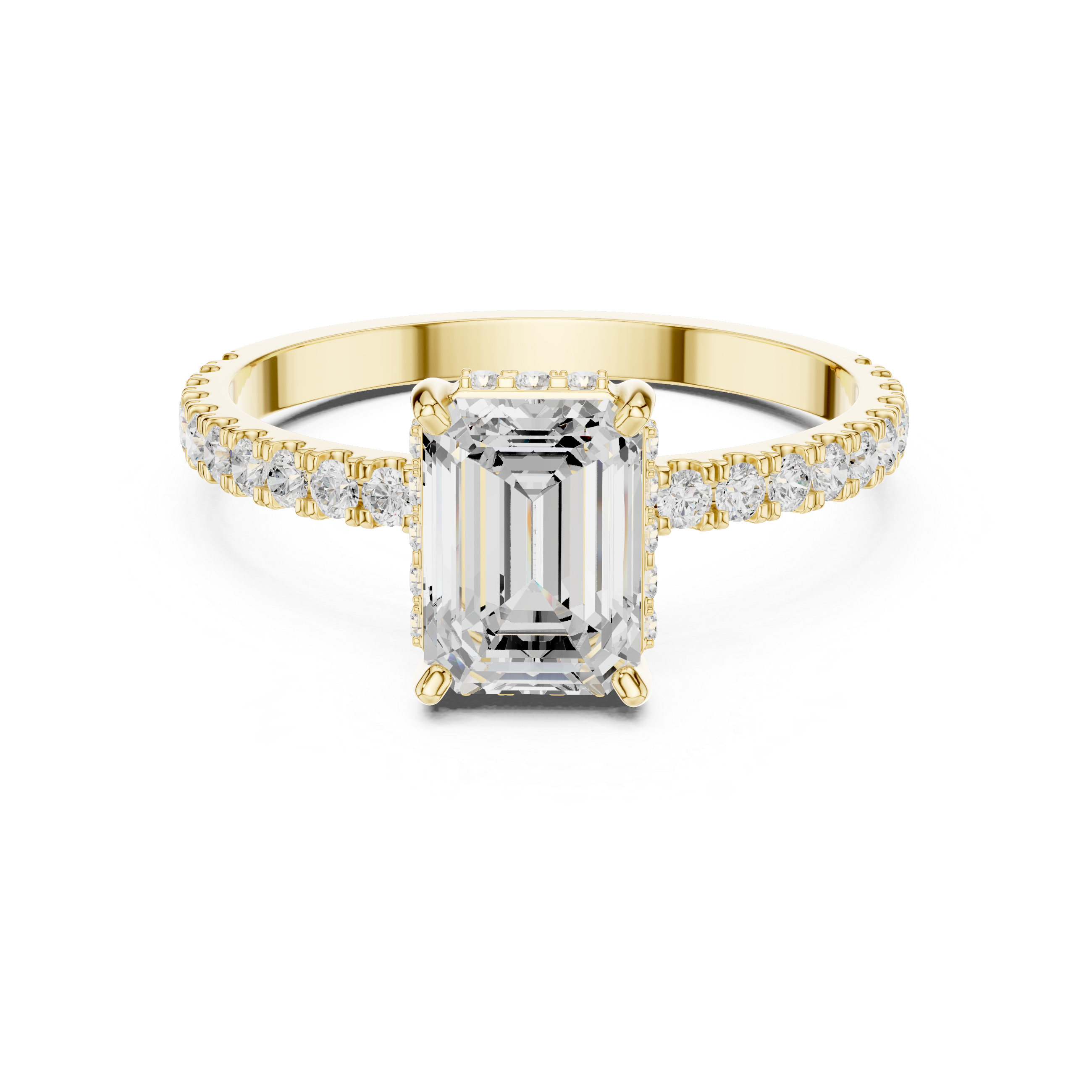 Hidden Halo Emerald Cut Diamond Engagement Ring