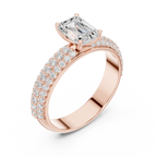 Emerald Cut Pavé Diamond Engagement Ring