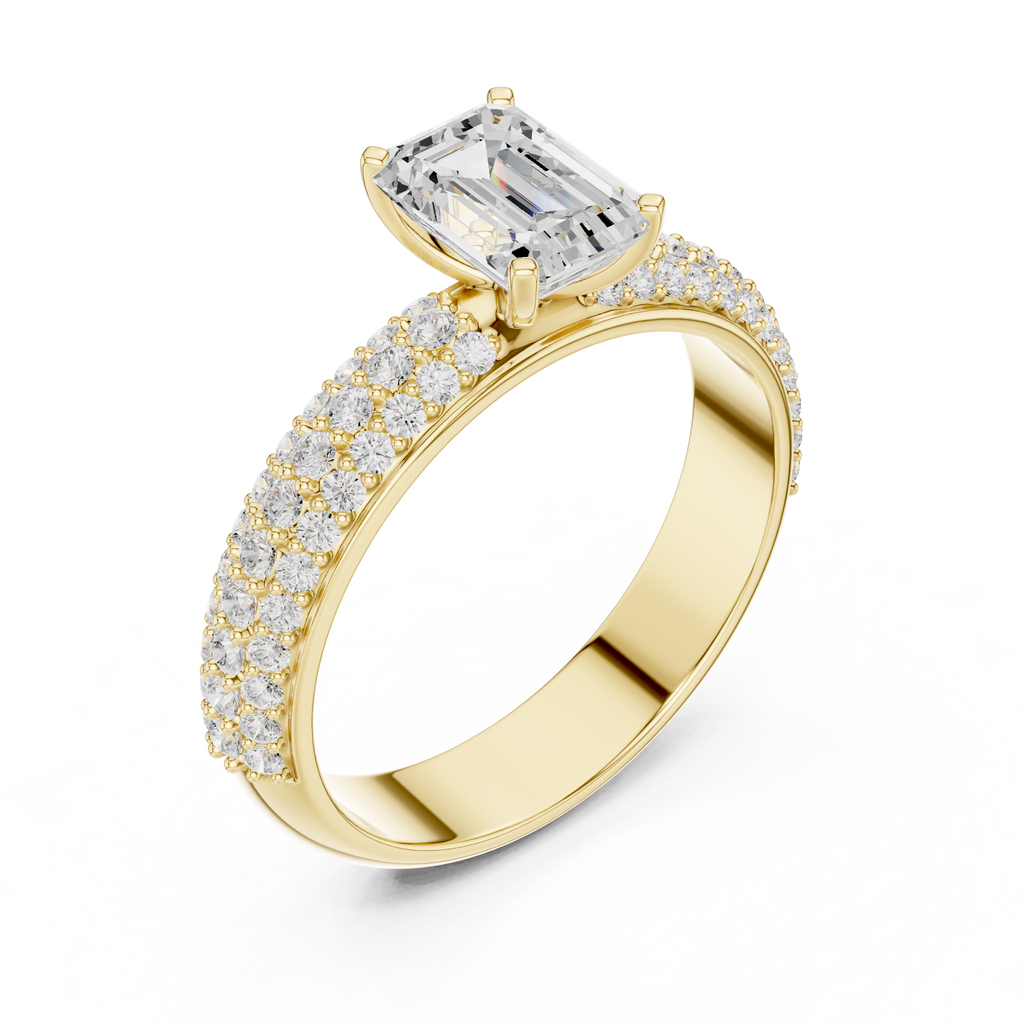 Emerald Cut Pavé Diamond Engagement Ring