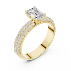 Emerald Cut Pavé Diamond Engagement Ring