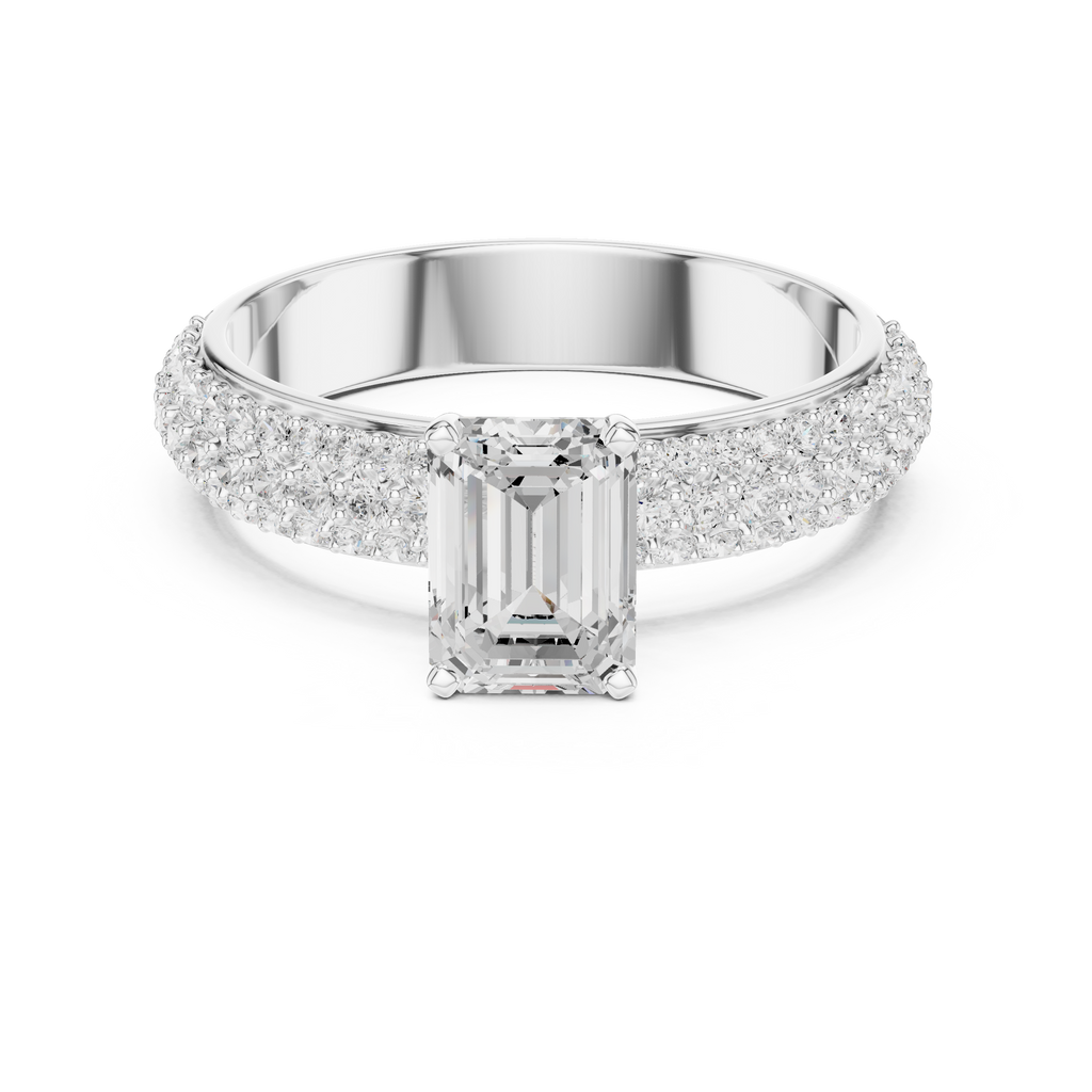 Emerald Cut Pavé Diamond Engagement Ring
