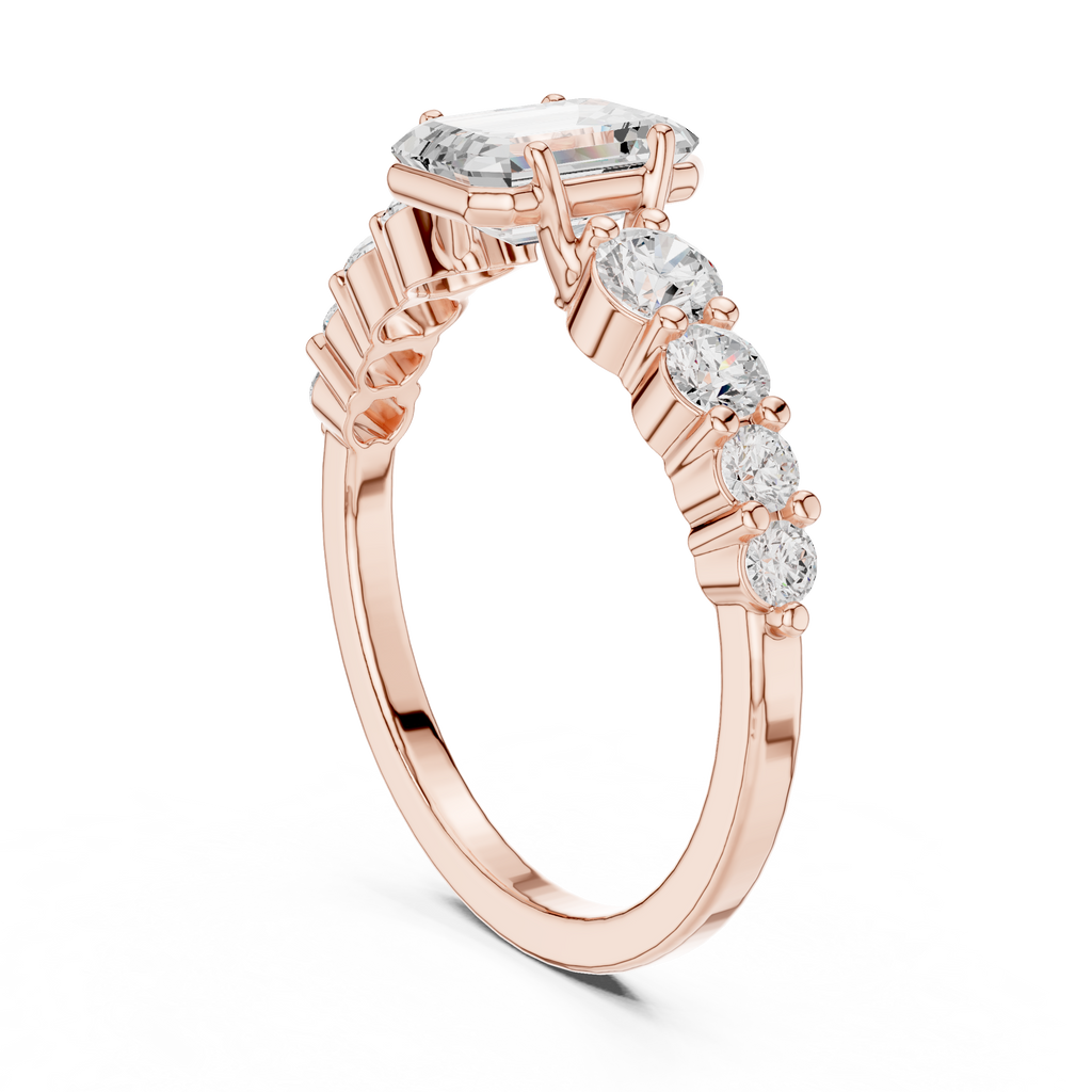 Emerald Cut Three Stone Diamond Engagement Ring