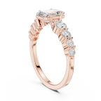 Emerald Cut Three Stone Diamond Engagement Ring