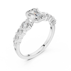 Emerald Cut Three Stone Diamond Engagement Ring