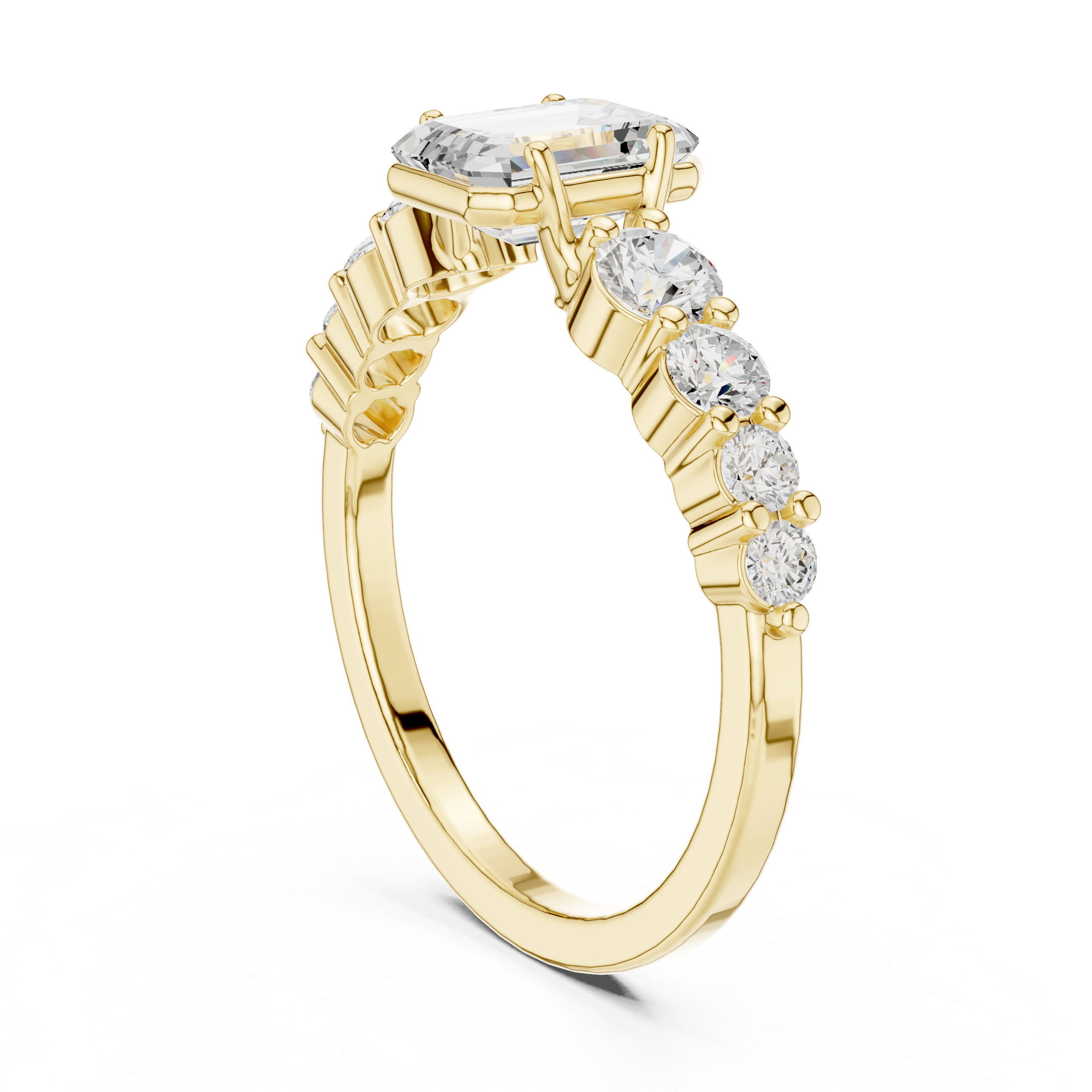 Emerald Cut Three Stone Diamond Engagement Ring