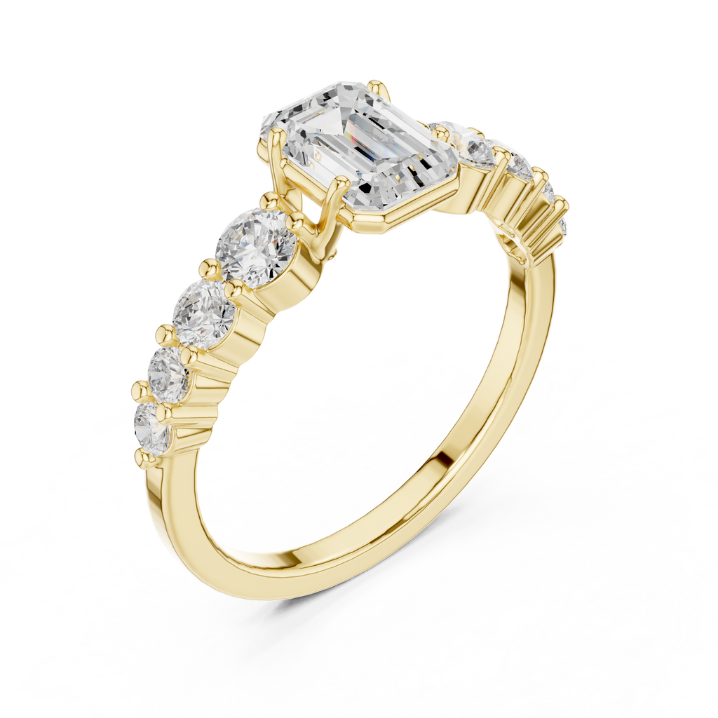 Emerald Cut Three Stone Diamond Engagement Ring
