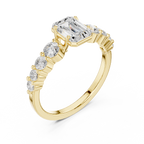Emerald Cut Three Stone Diamond Engagement Ring