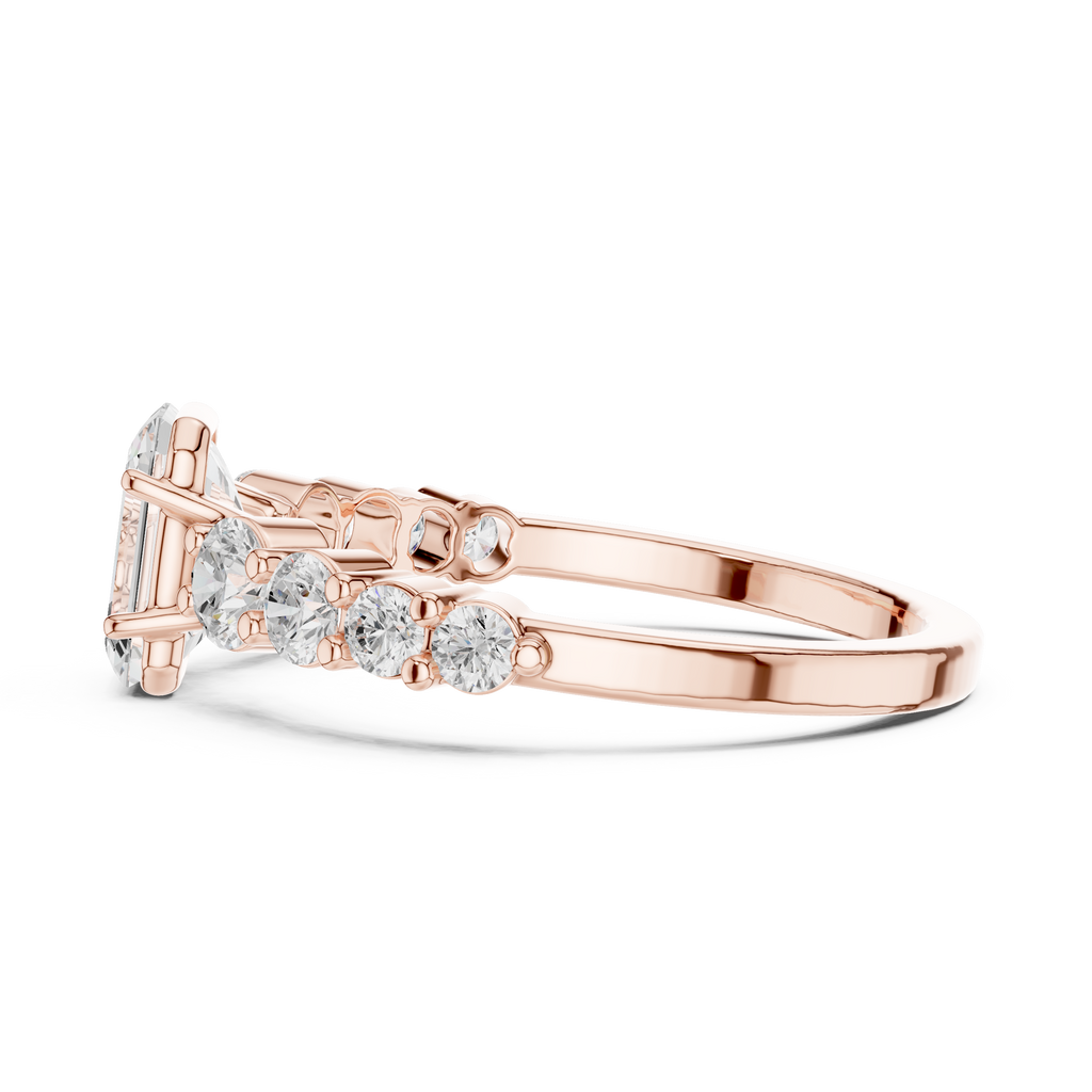 Emerald Cut Three Stone Diamond Engagement Ring