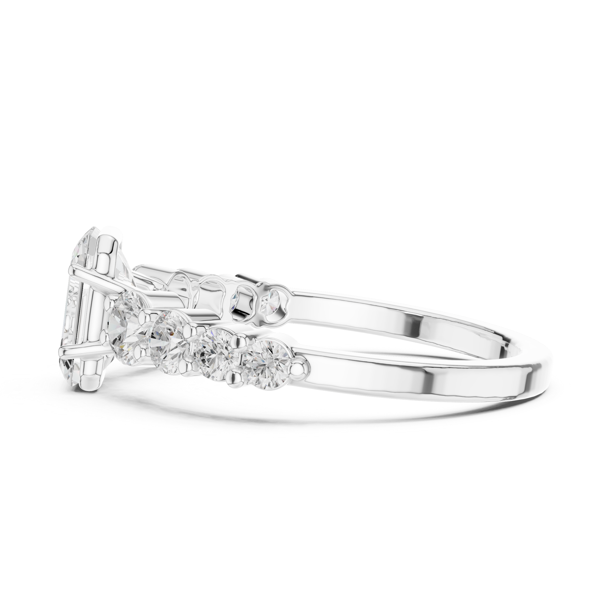 Emerald Cut Three Stone Diamond Engagement Ring