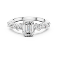 Emerald Cut Three Stone Diamond Engagement Ring