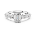 Emerald Cut Three Stone Diamond Engagement Ring