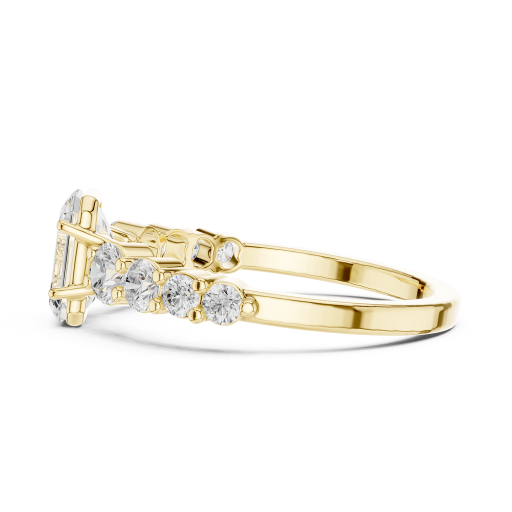 Emerald Cut Three Stone Diamond Engagement Ring
