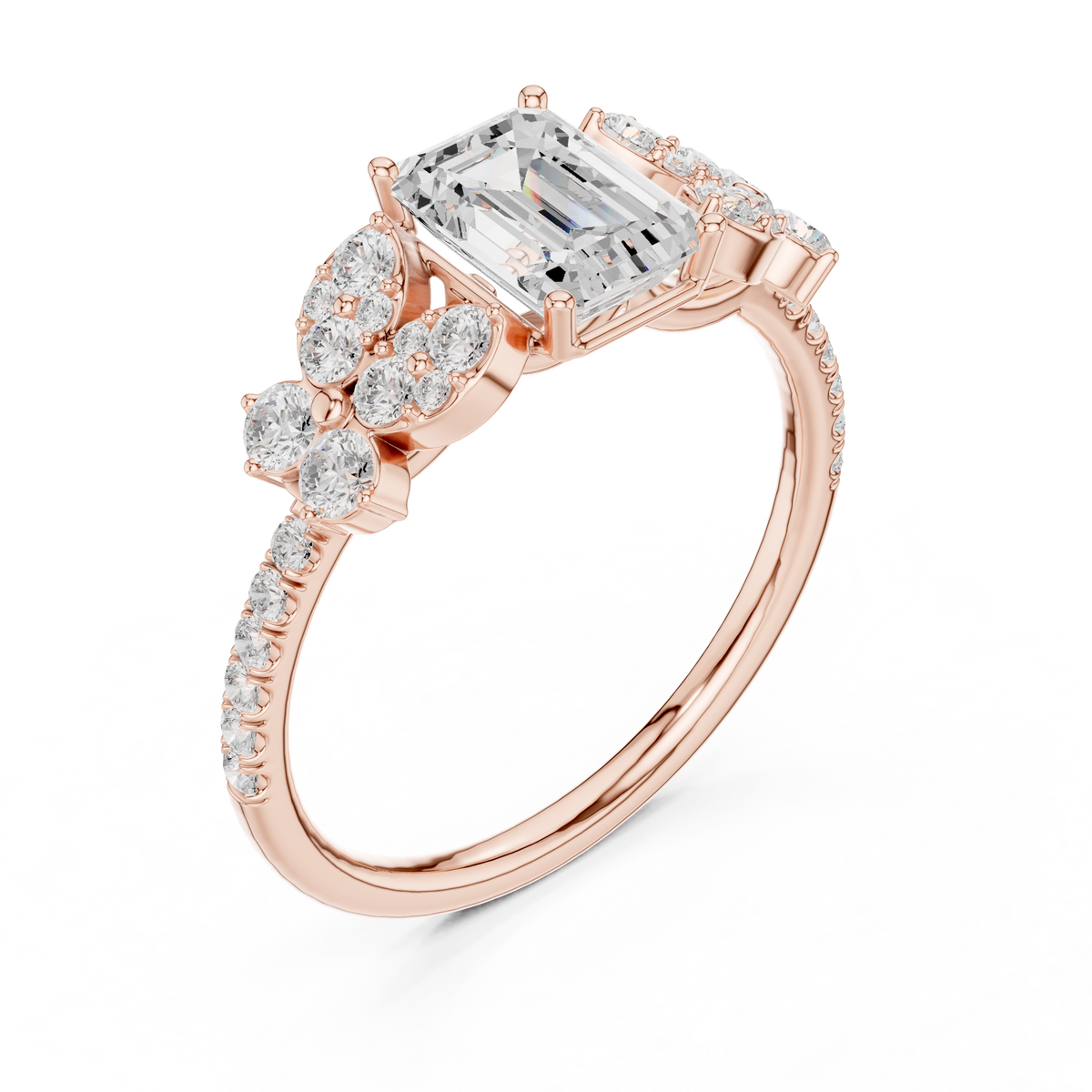 Emerald Cut Vintage Diamond Engagement Ring – view 7 of 12, lab grown diamond ring | Jewelix Atelier