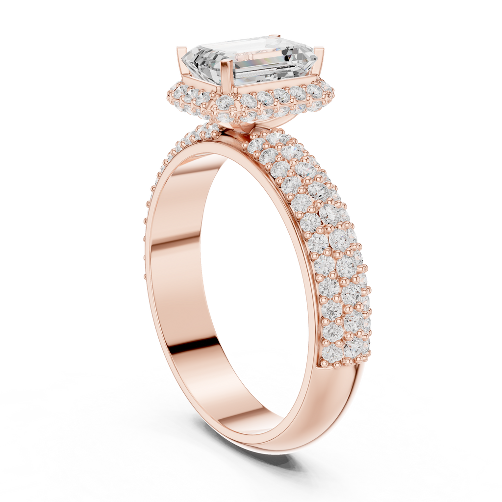 Emerald Cut Halo Diamond Engagement Ring