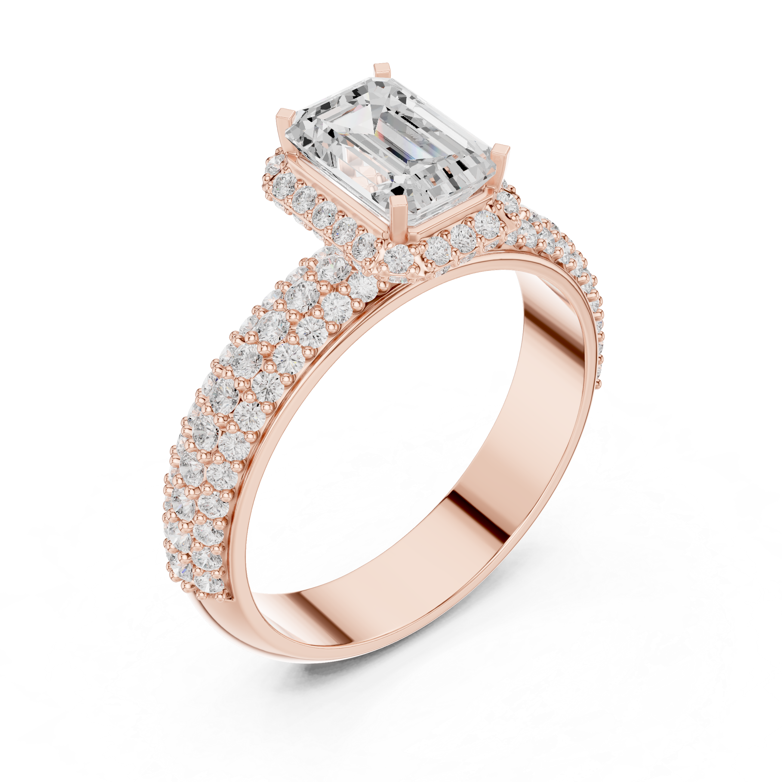 Emerald Cut Halo Diamond Engagement Ring