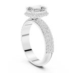 Emerald Cut Halo Diamond Engagement Ring