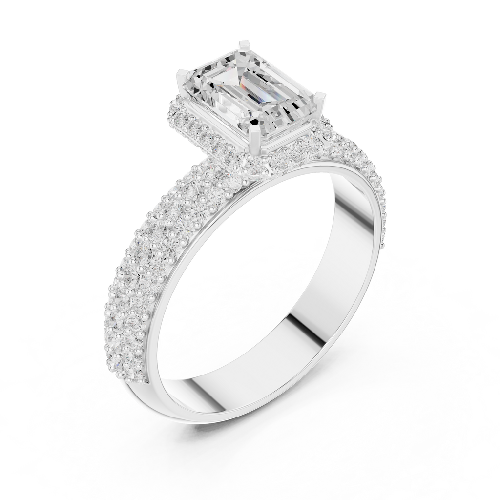 Emerald Cut Halo Diamond Engagement Ring