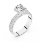 Emerald Cut Halo Diamond Engagement Ring