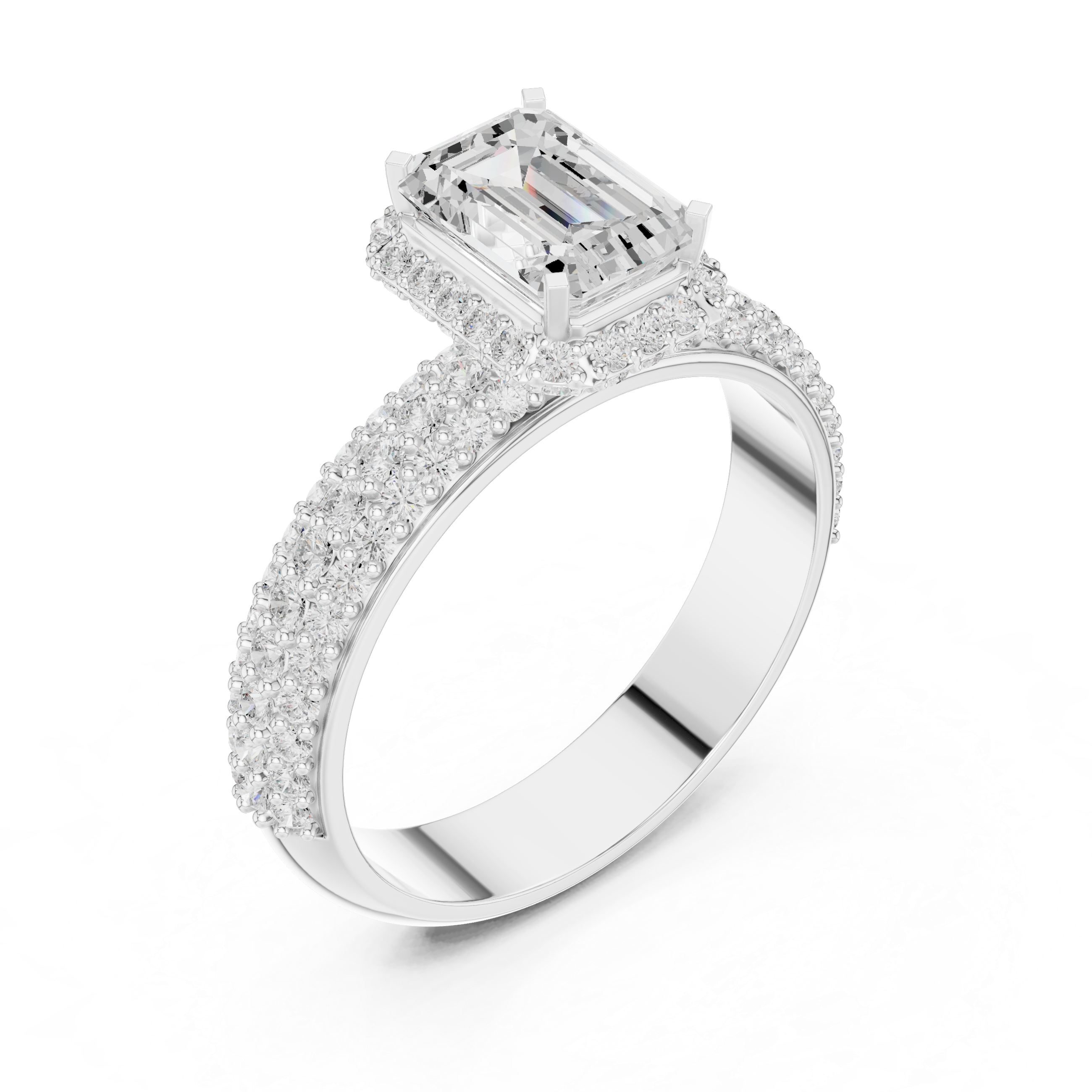 Emerald Cut Halo Diamond Engagement Ring