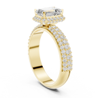 Emerald Cut Halo Diamond Engagement Ring