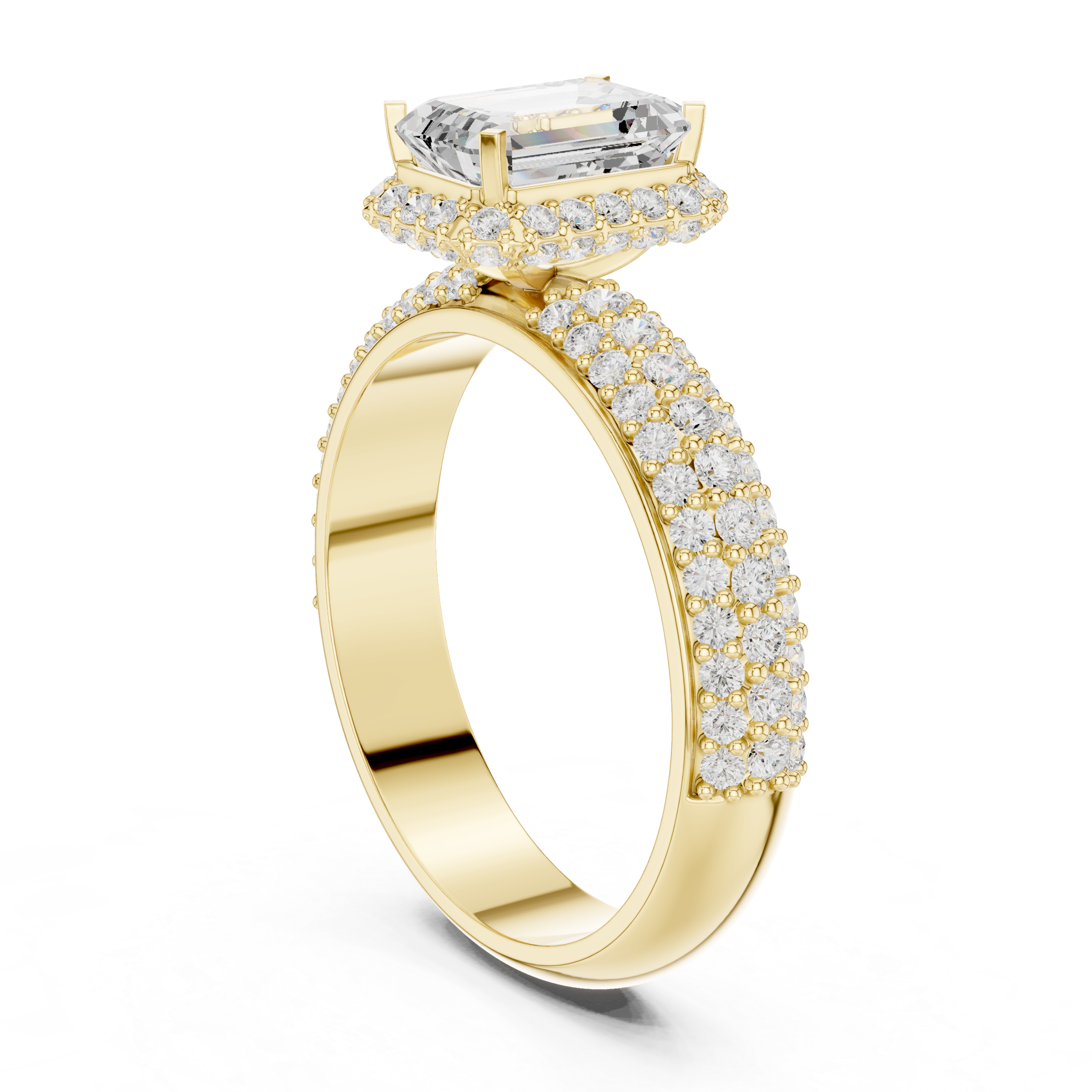 Emerald Cut Halo Diamond Engagement Ring