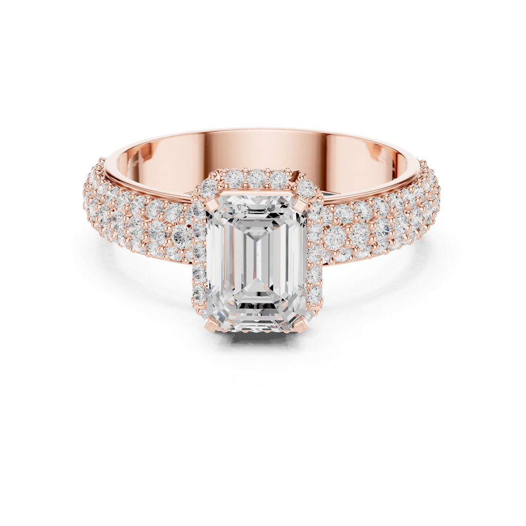 Emerald Cut Halo Diamond Engagement Ring