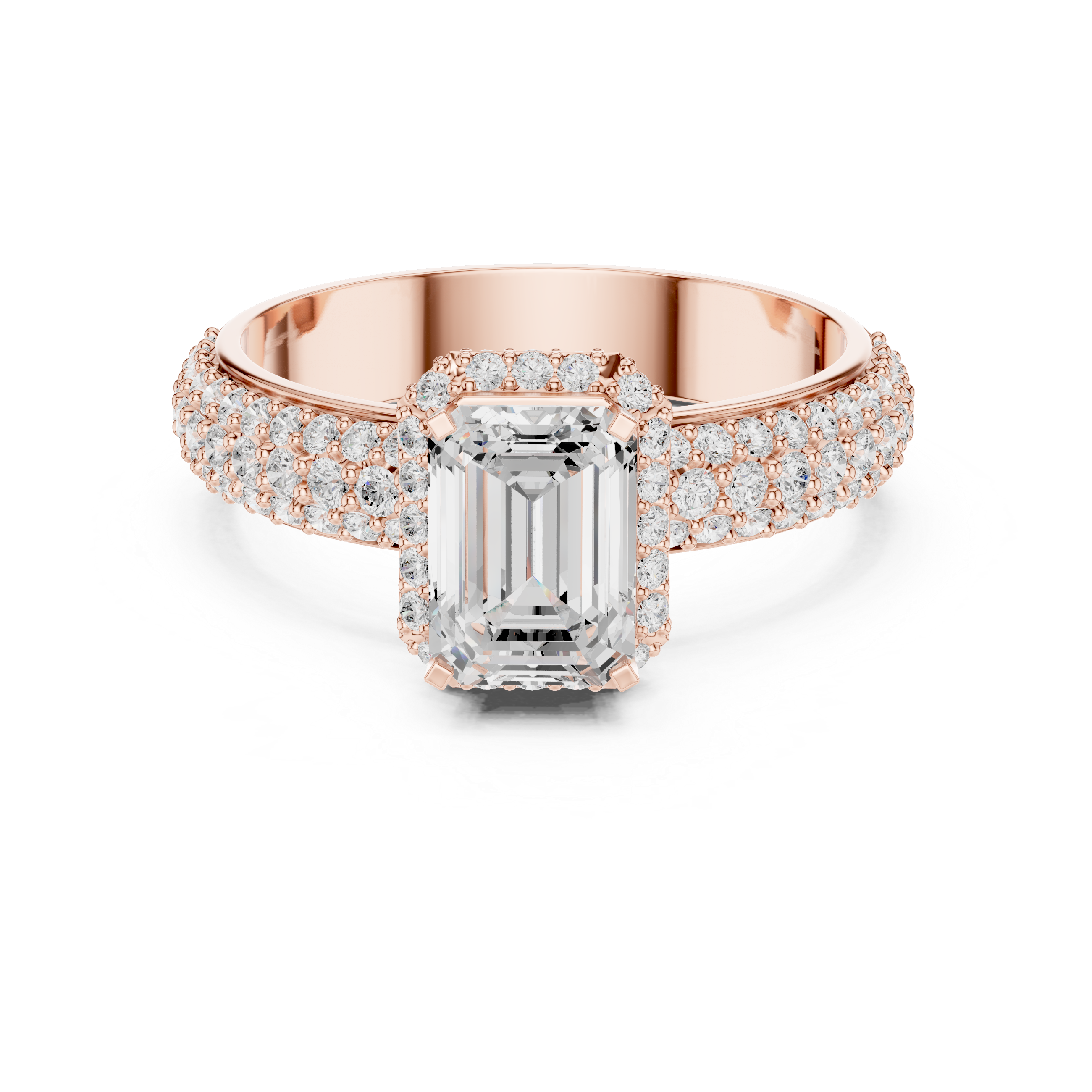 Emerald Cut Halo Diamond Engagement Ring
