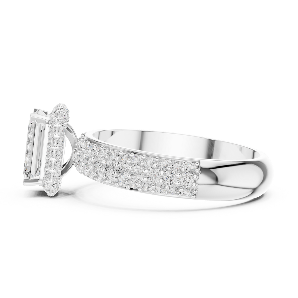 Emerald Cut Halo Diamond Engagement Ring