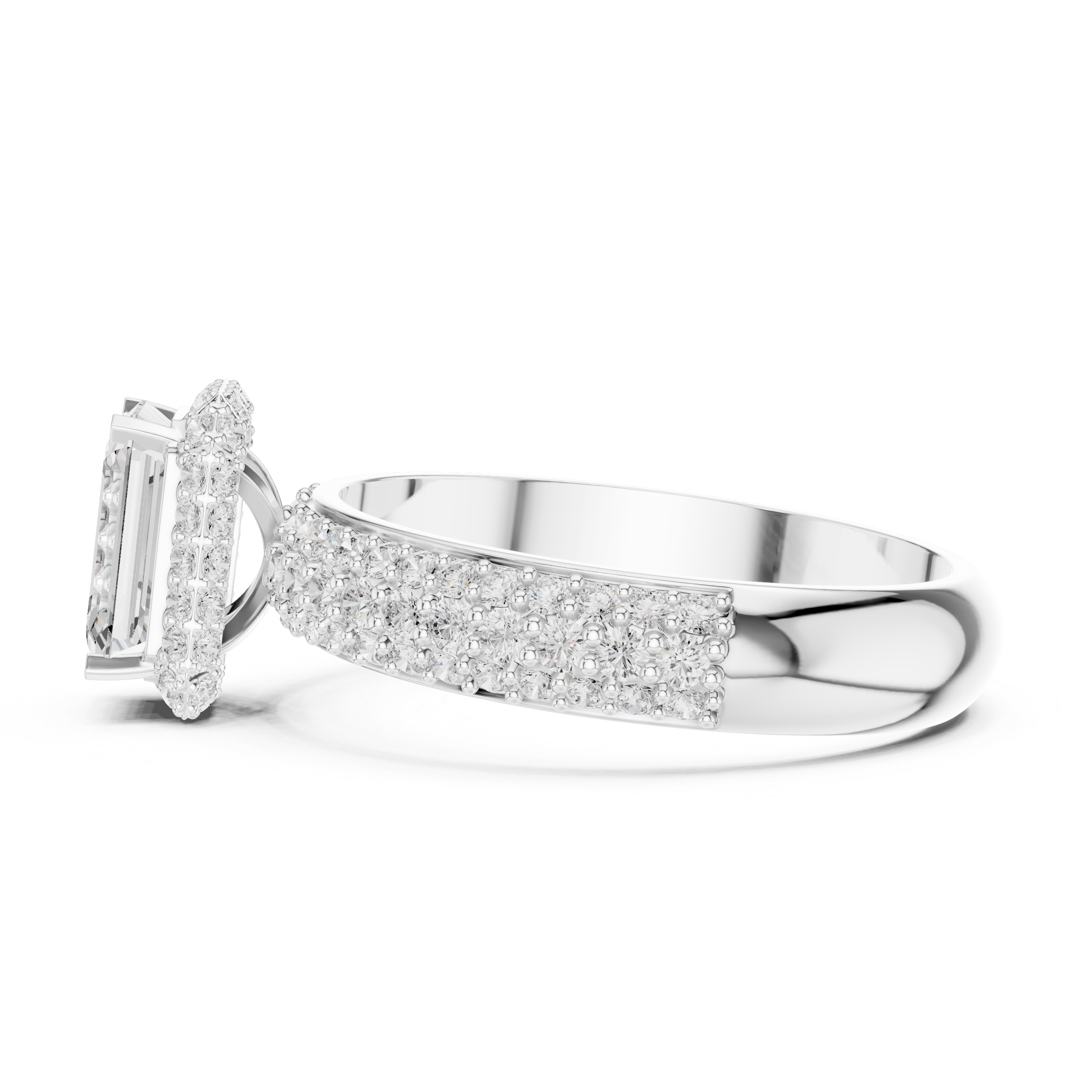 Emerald Cut Halo Diamond Engagement Ring