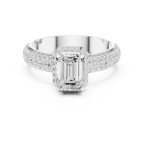 Emerald Cut Halo Diamond Engagement Ring