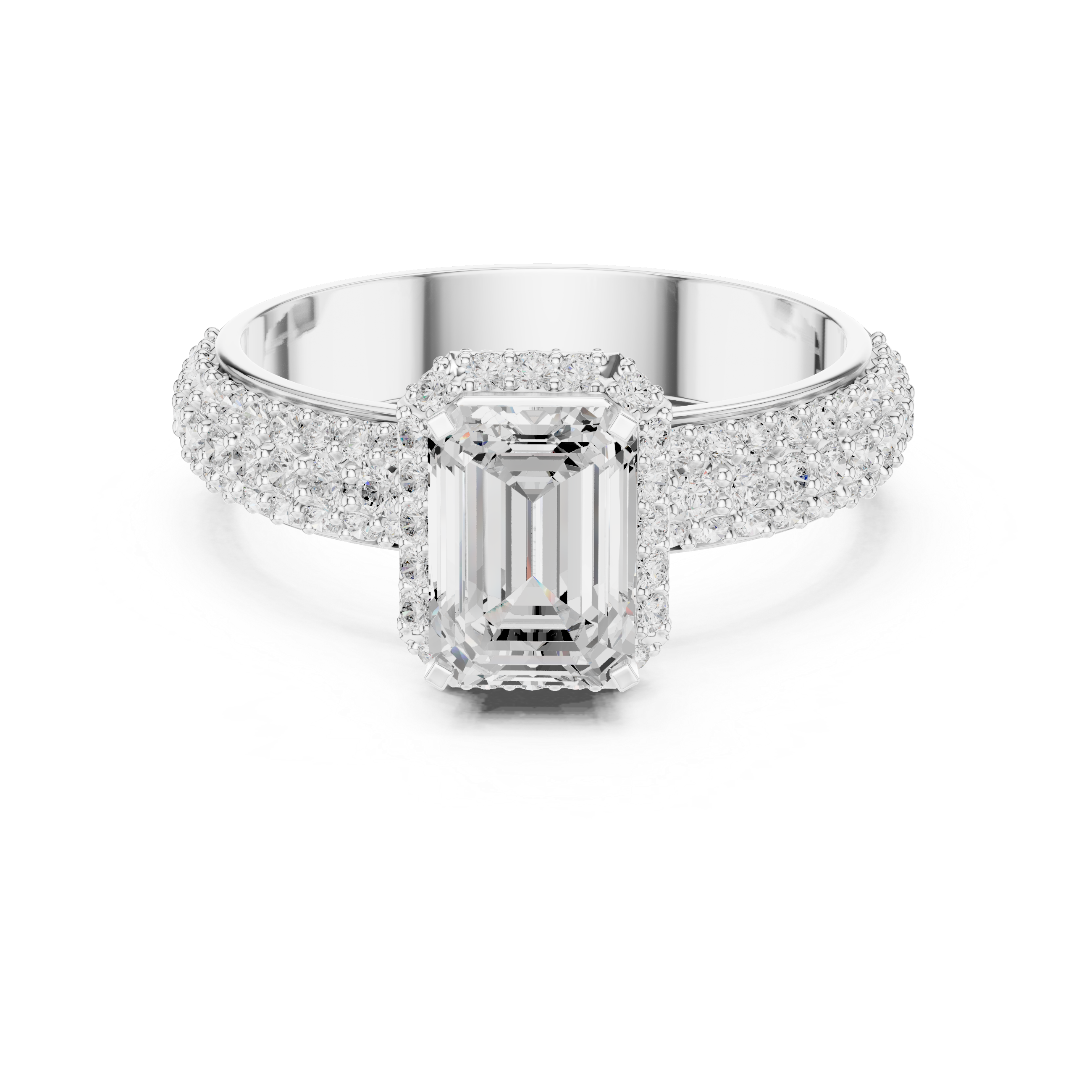 Emerald Cut Halo Diamond Engagement Ring