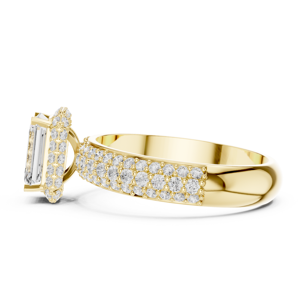 Emerald Cut Halo Diamond Engagement Ring