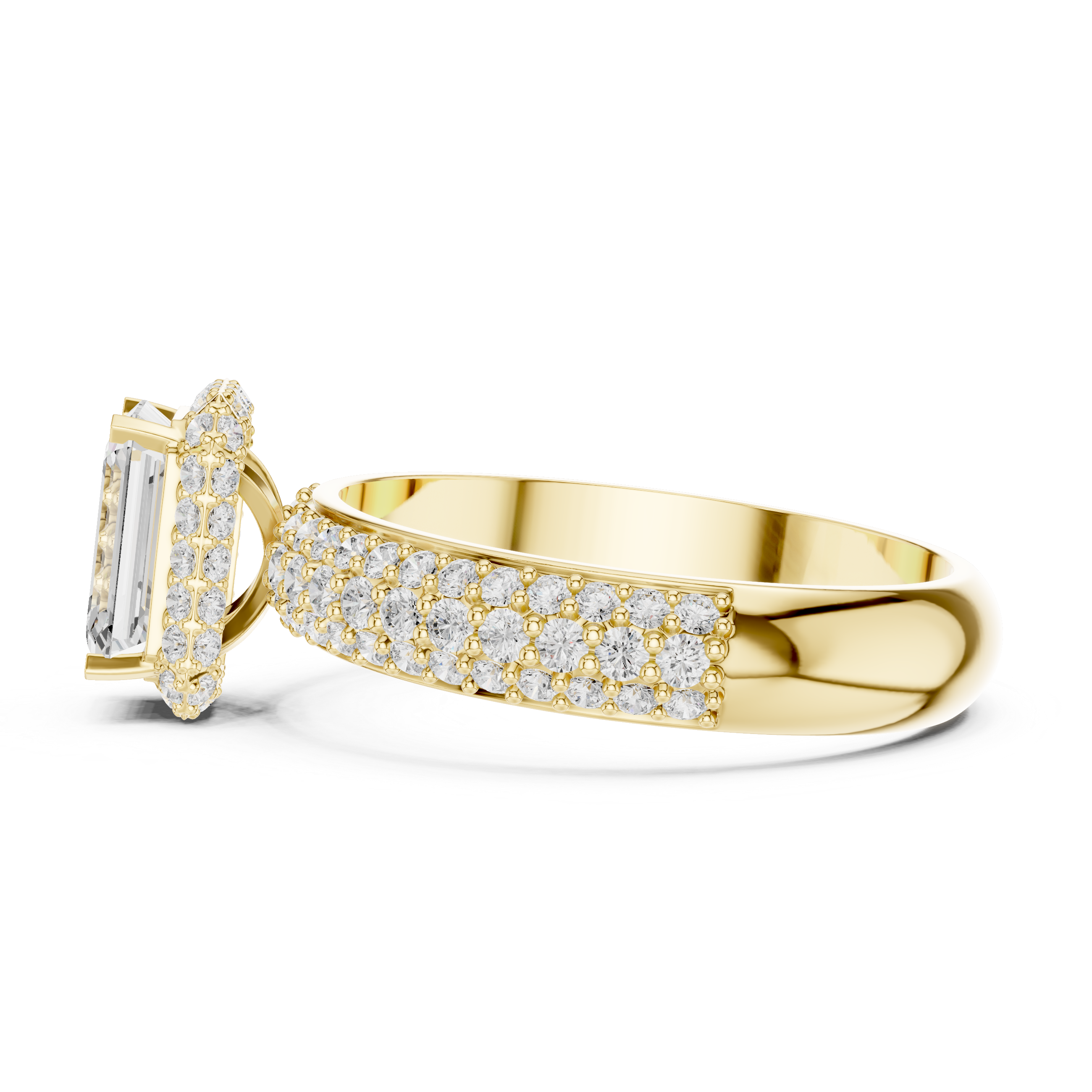 Emerald Cut Halo Diamond Engagement Ring