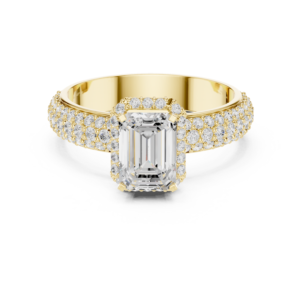 Emerald Cut Halo Diamond Engagement Ring