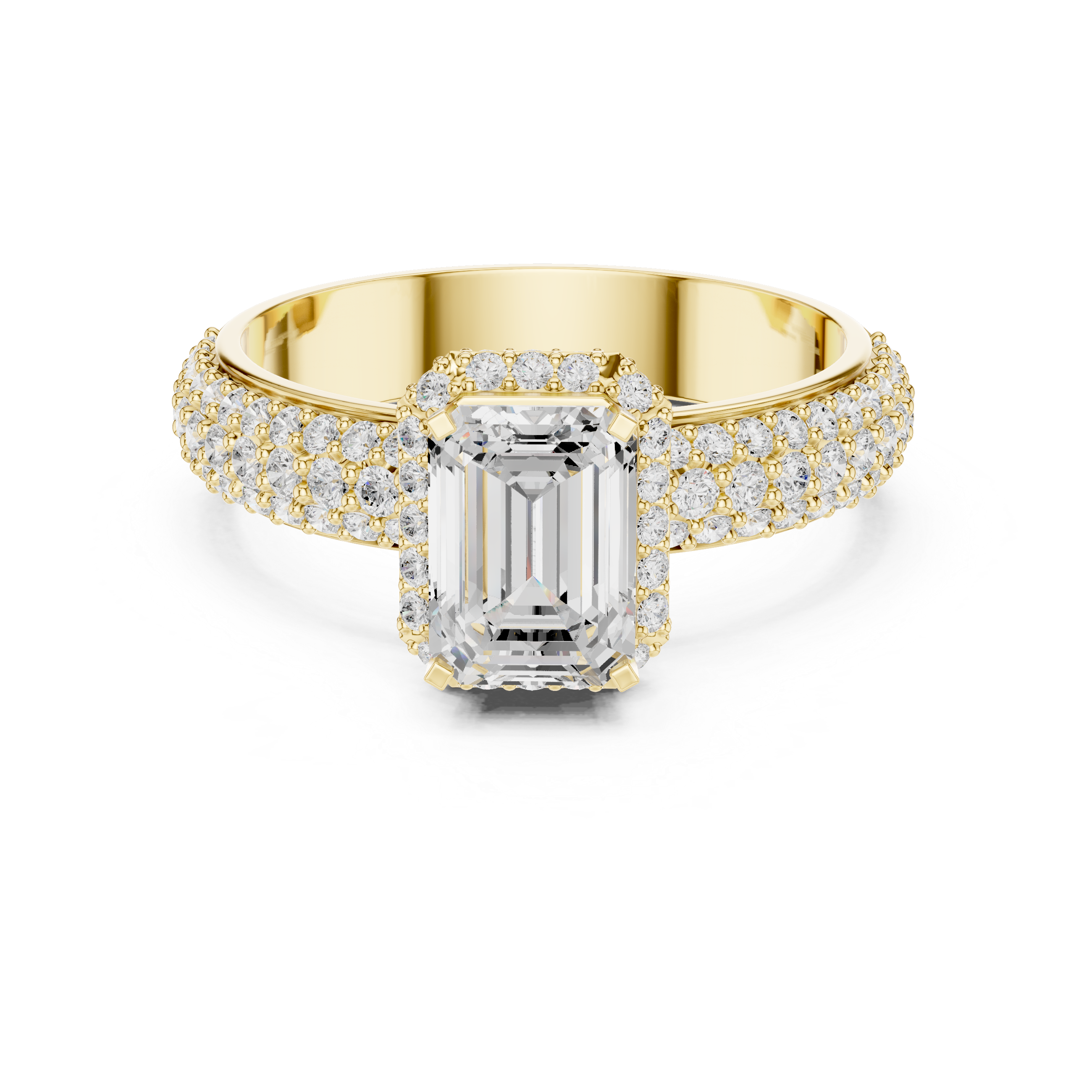 Emerald Cut Halo Diamond Engagement Ring
